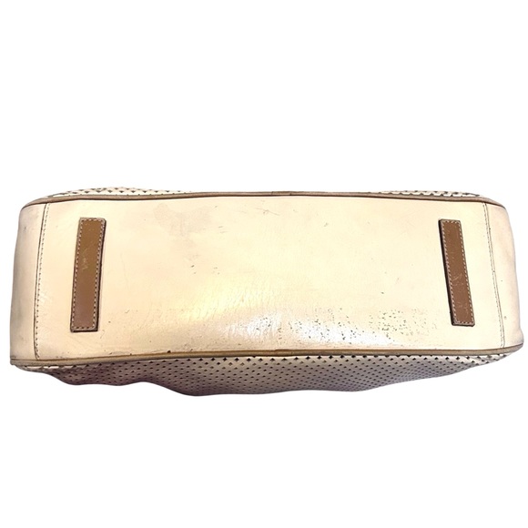 Prada Vitello Drive Bowling Bag Perforated Cream Tan Leather Bag - Picture 6 of 16